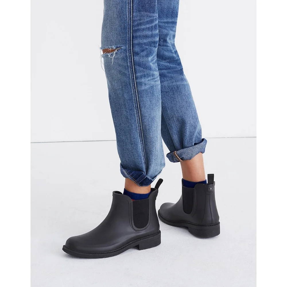 Madewell Black Chelsea Rain Ankle Boots